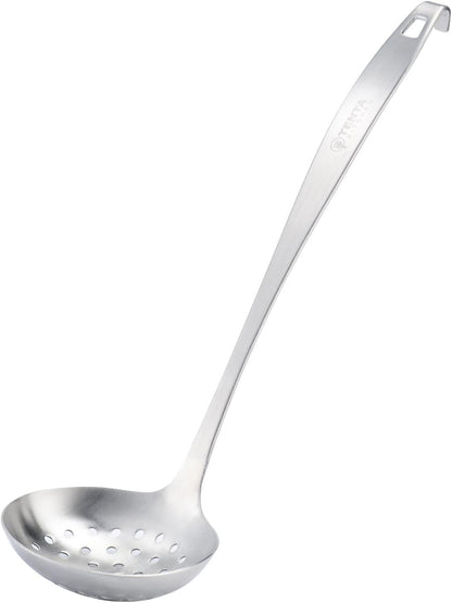 11.5"X 3.6" One Piece Stainless Steel Skimmer/Slotted Spoon/Strainer Ladle with Hook and Hole for Easy Hanging