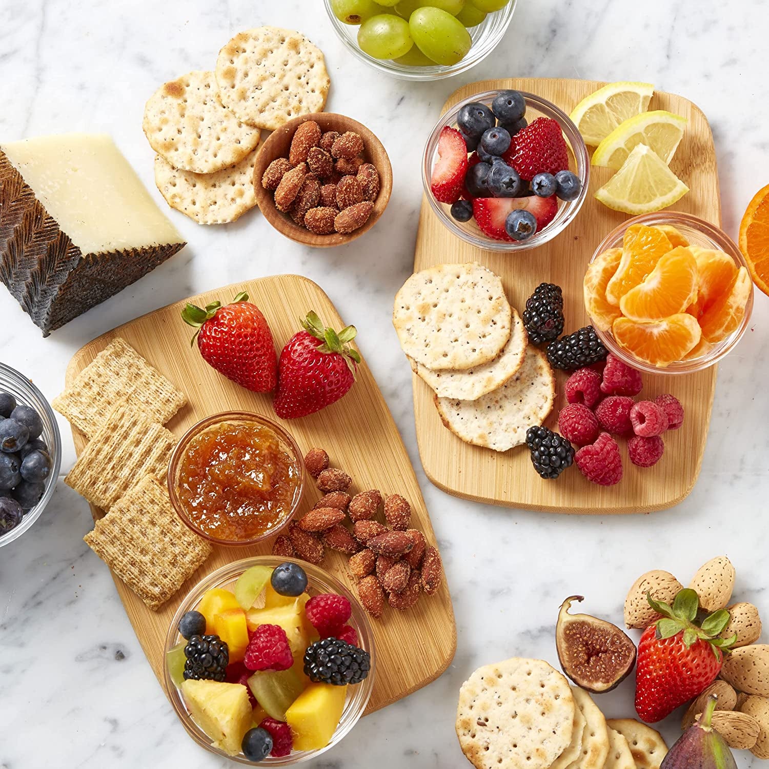 4-Piece Reversible Bamboo Cutting Board and Charcuterie Set, Assorted Sizes