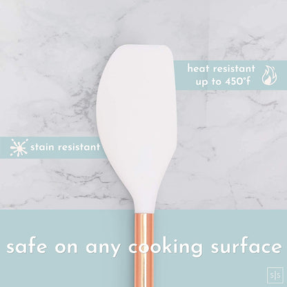 17-Piece White & Copper Kitchen Utensil Set with Holder