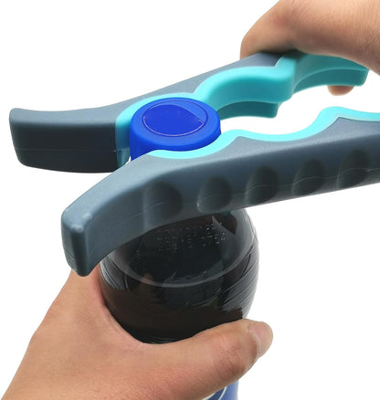 Bottle Opener and Can Opener for Weak Hands with Low Strength, Get Lids off Easily (Blue and Grey)