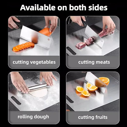 Stainless Steel Cutting Board, Double-Sided Food Grade Cutting Board