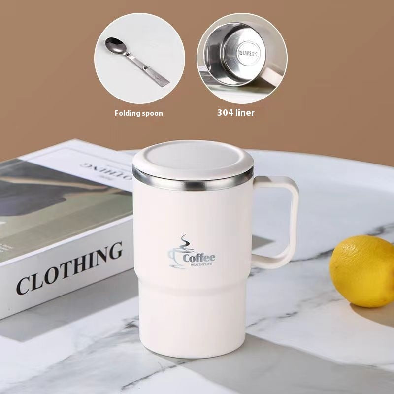 Stainless Steel Mug Cup With Cover Spoon