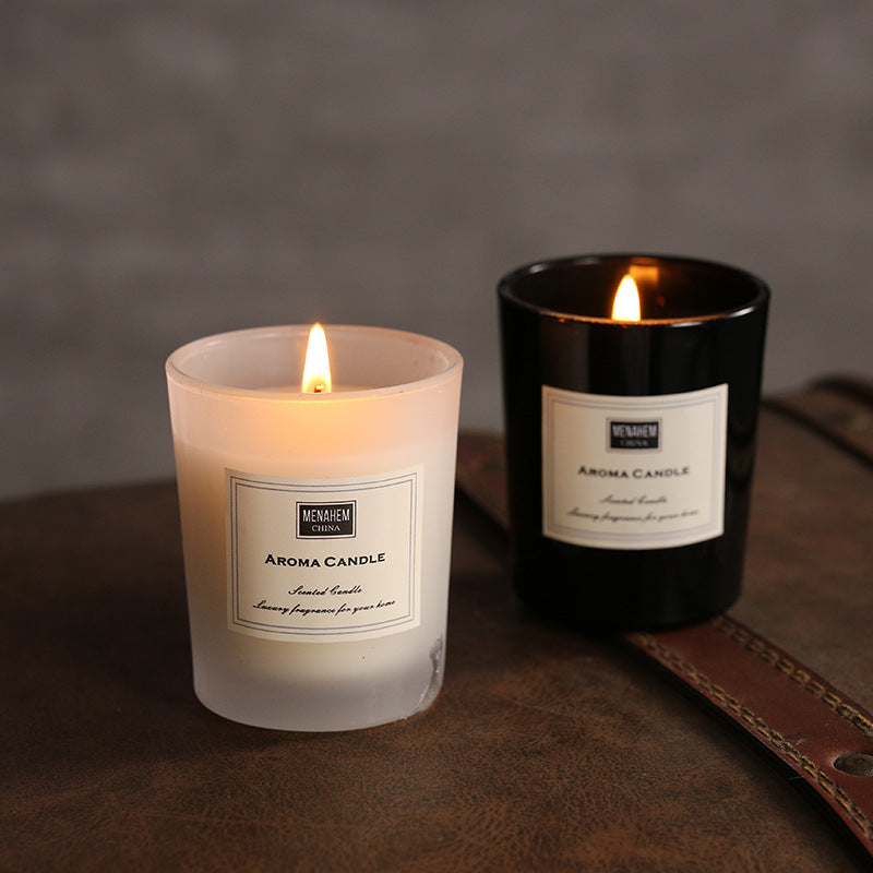 Aromatic Elegance Scented Candles - Frosted White & Black Glass