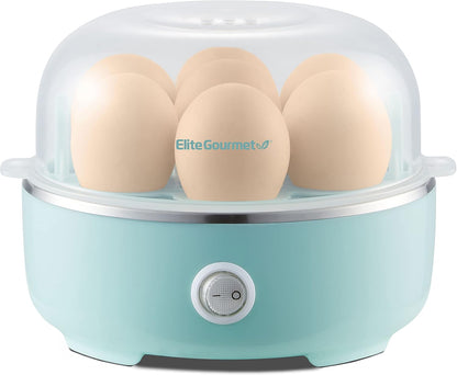 Electric Egg Cooker 7-Egg Capacity, Soft, Medium, Hard-Boiled Egg Cooker with Auto Shut-Off, Measuring Cup Included, BPA Free, Retro Mint