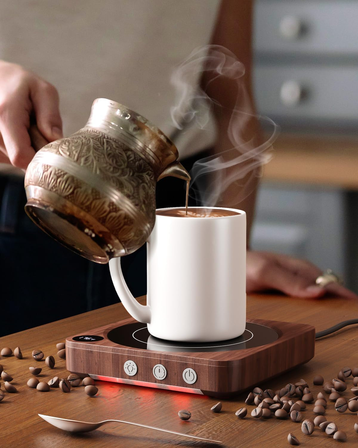 Mug Warmer - 36W Coffee Mug Warmer for Desk with Temperature Display, 2-12Hrs Auto Shut Off, Smart Candle Warmer