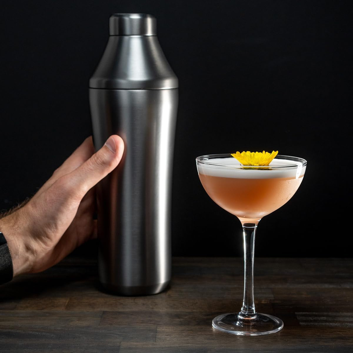 28 oz. Stainless Steel Hybrid Cocktail Shaker - Premium Vacuum Insulated Gunmetal - Innovative Measuring System