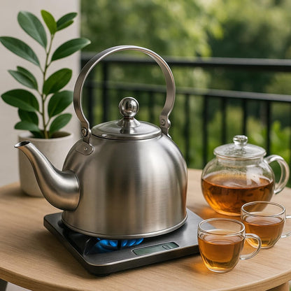 1.0 Qt Stainless Stee with Removable Infuser Basket, Compact, Durable Loose-Leaf Brewer with Flip Spout Cover, Sleek Tableware Gift