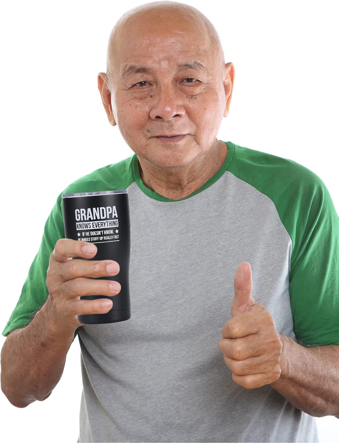 Grandpa Knows Everything, Grandpa Birthday, Best Grandpa Tumbler 20Oz (Black)