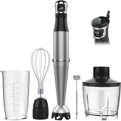 Immersion Blender Handheld Corded Hand Blenders Set 1100W, Trigger Variable Speed 5 in 1 Stick Emulsifier with Chopper, Whisk and Frother for Soup