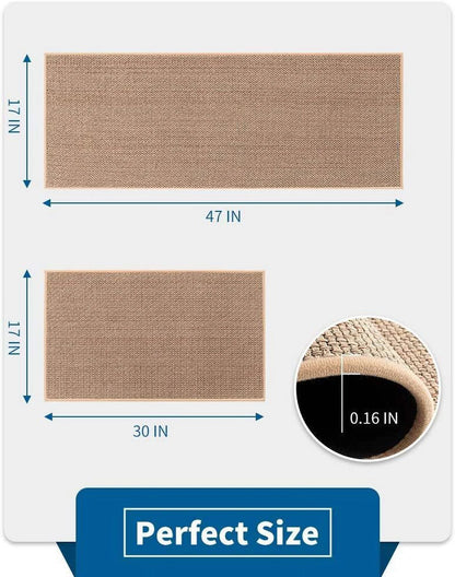 Non-Slip Kitchen Mat Set 2PCS Washable Rugs – 17"x30" + 17"x47" Floor Runner for Sink, Laundry, Hallway – Oats Beige