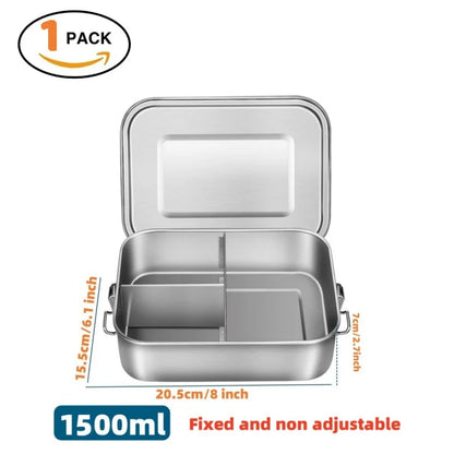Bento Lunch Box Adults, Stainless Steel Airtight Lunchbox Food Taper Meal Prep, BPA-Free
