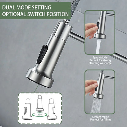 Kitchen Faucets with Pull down Sprayer Stainless Steel Single Hole Brushed Nickel