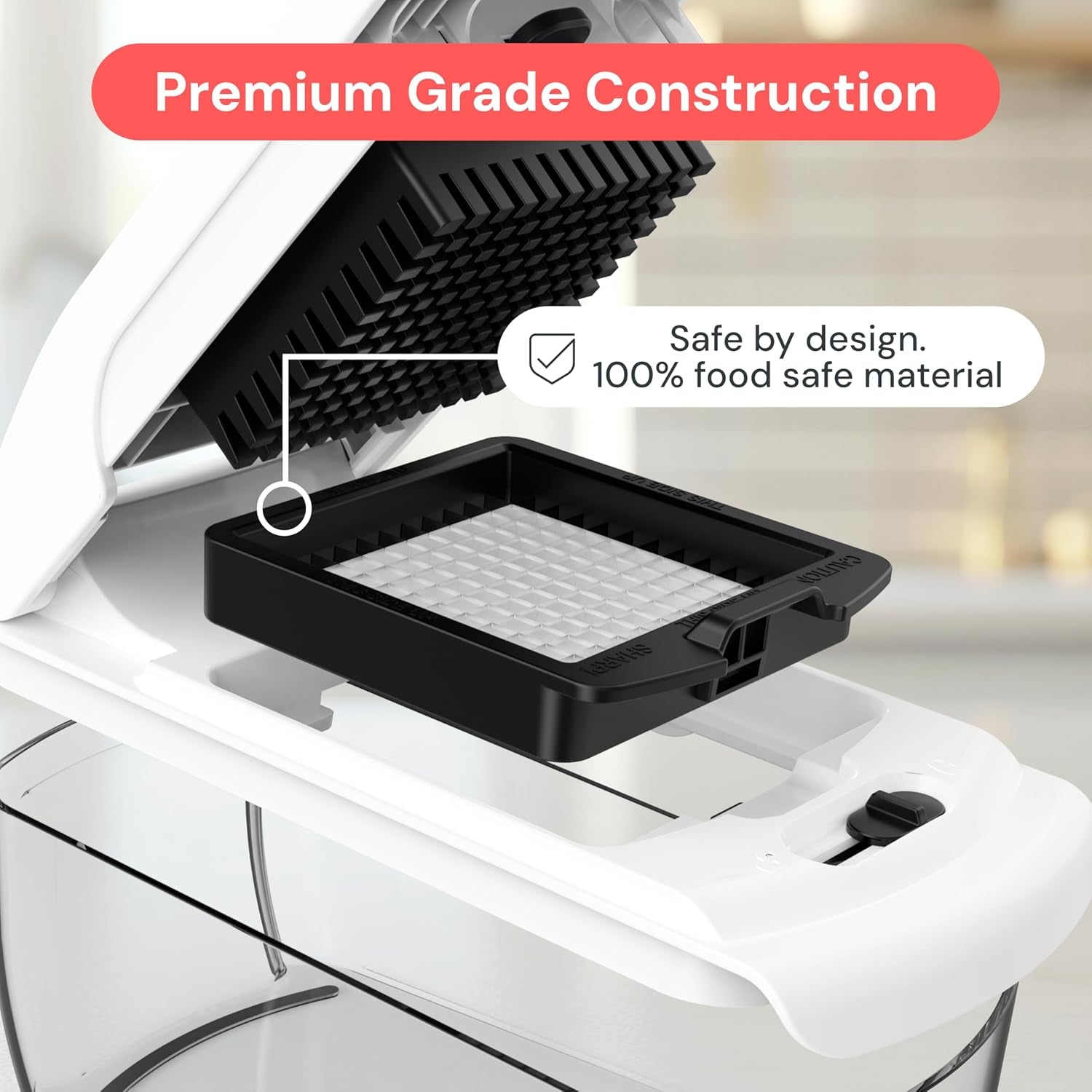 Food Chopper with Container, Fruit Slicer, Kitchen Gadgets & Accessories, Home Essentials (4 in 1, White)