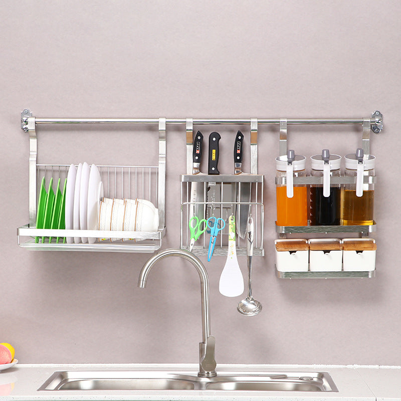 Stainless Steel Kitchen Organizer – Multifunction Dish Drying Rack & Wall-Mounted Storage Holder