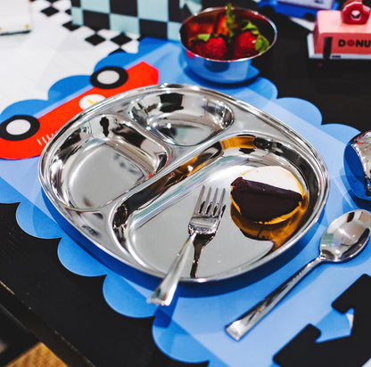 Stainless Steel Divided Plates for Kids, BPA Free & Dishwasher Safe (Set of 4)