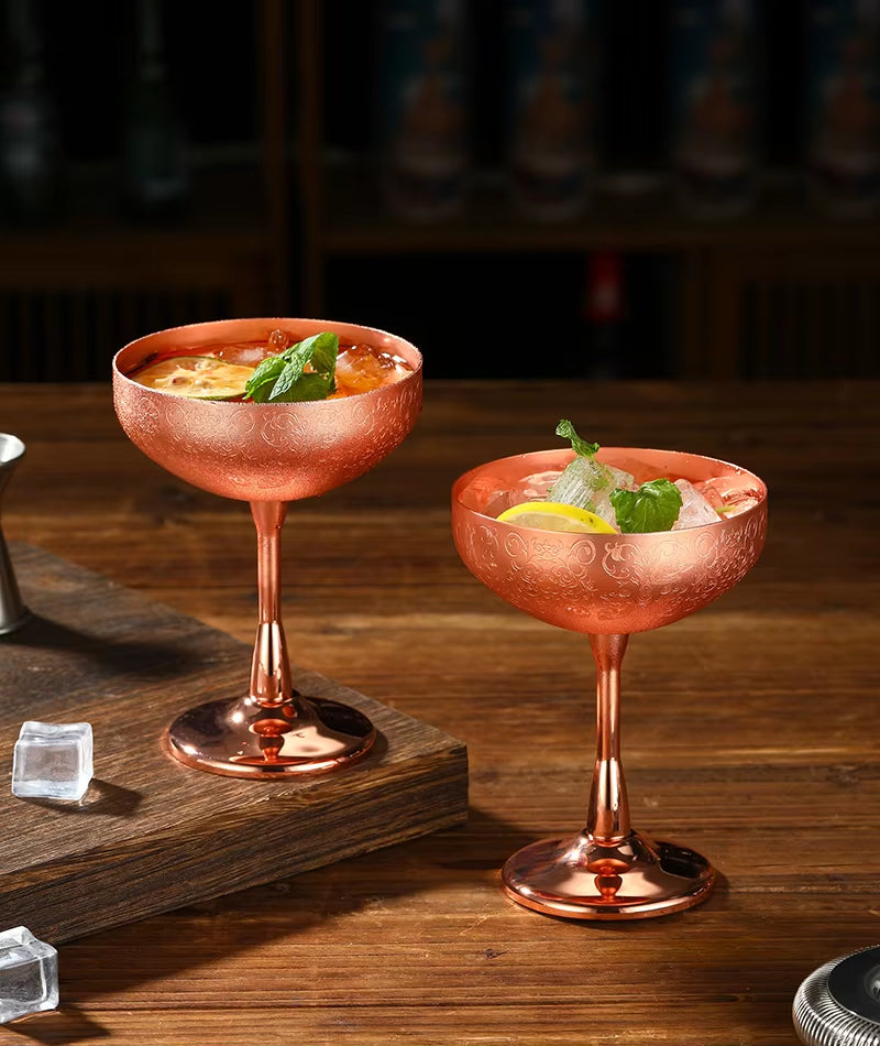 Stainless Steel Coupe Glasses, Martini Cocktail Glasses