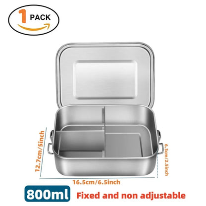 Bento Lunch Box Adults, Stainless Steel Airtight Lunchbox Food Taper Meal Prep, BPA-Free