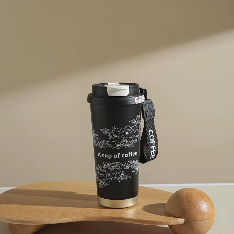 Stainless Steel Lily of Valley Thermal Tumbler with Straw Water