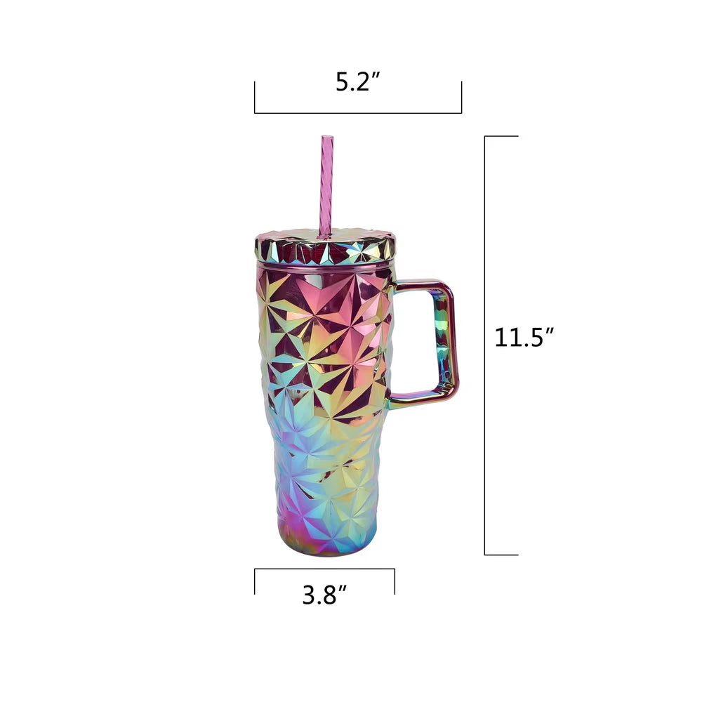 30 oz. Textured Tumbler with Handle Double-Wall Insulation and Spill-Resistant