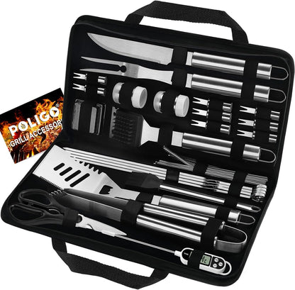 29-Piece BBQ Tools Set with Storage Bag – Stainless Steel