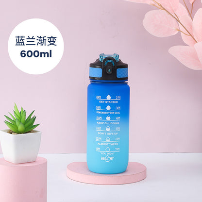 Kawaii Cartoon Face Portable Mug with Straw & Handle Strap