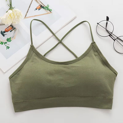 Women Top Cross Strap Sports Bra Thin Push up Sport Bra Yoga Gym Crop Top Brassiere Fitness Tube Top Breathable Beauty Back Bras