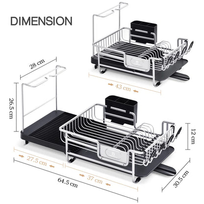 Stainless Steel Kitchen Dish Rack, Adjustable Dish Drying Rack, Plate Rack, Extra Large Capacity Dish Drainer
