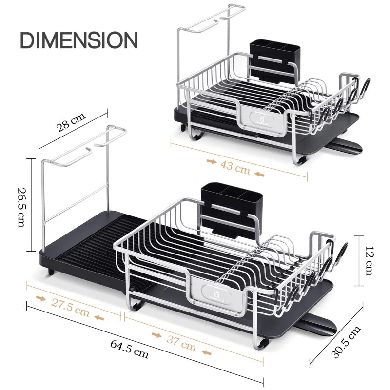 Stainless Steel Kitchen Dish Rack, Adjustable Dish Drying Rack, Plate Rack, Extra Large Capacity Dish Drainer