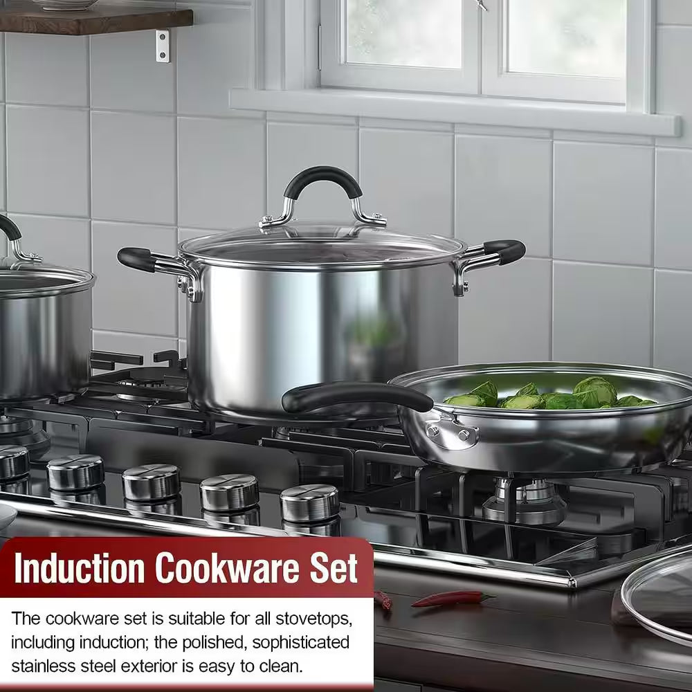 3 Qt. Stainless Steel Mirror Polished Sauce Pan with Silicone Wrapped Heat-Resistant Handle and Tempered Glass Lid
