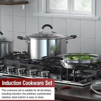3 Qt. Stainless Steel Mirror Polished Sauce Pan with Silicone Wrapped Heat-Resistant Handle and Tempered Glass Lid
