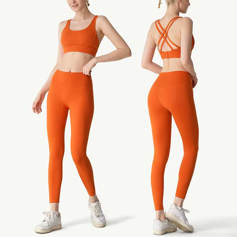 2 Piece Yoga Clothes Women'S Tracksuit Athletic Wear Pilates Fitness Suit Gym Workout Push up Clothes Sports Bra Leggings Suit