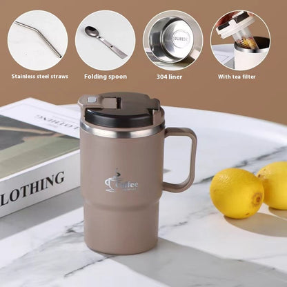 Stainless Steel Mug Cup With Cover Spoon