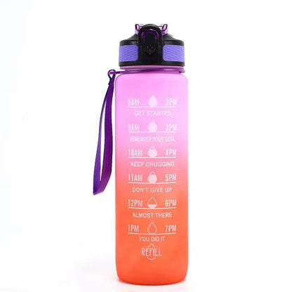 32 Oz Leakproof Water Gym Bottles with Times to Drink and Straw