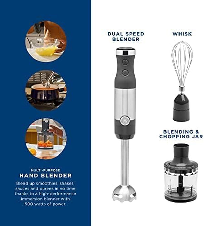 Immersion Blender | Handheld Blender 2-Speed | Interchanable Attachment | 500 Watts | Stainless Steel
