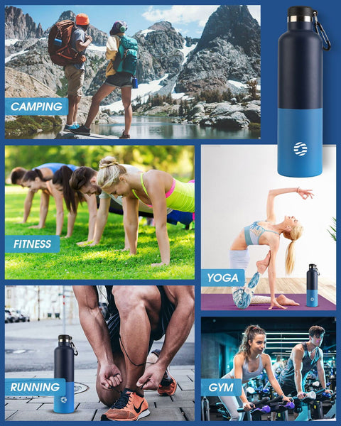 Two-Tone Insulated Sports Bottle with Carabiner