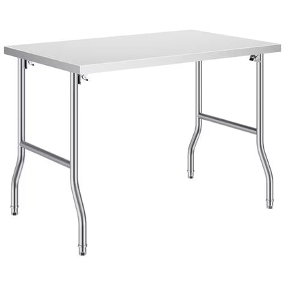 48 X 30 Inches Folding Table Stainless Steel with Heavy-Duty Workstation, 300 Lbs. Load