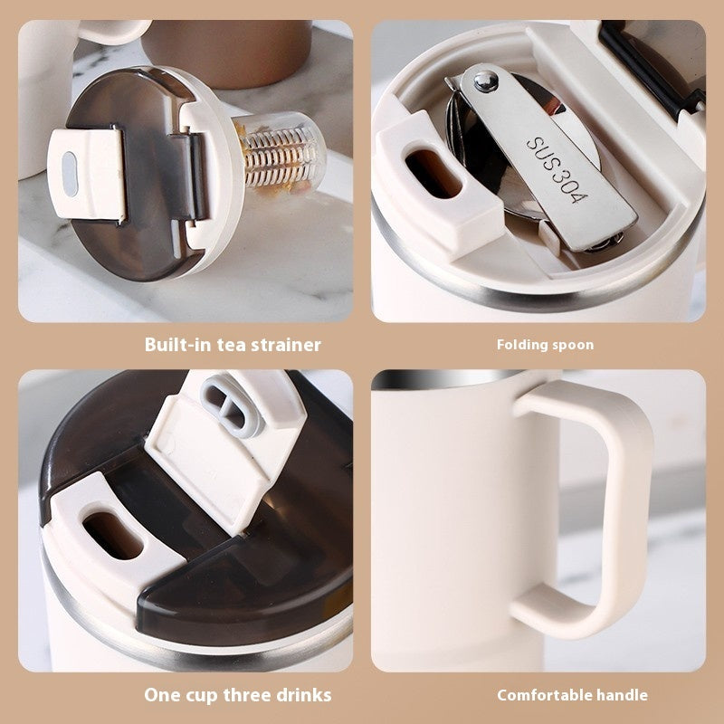 Stainless Steel Mug Cup With Cover Spoon