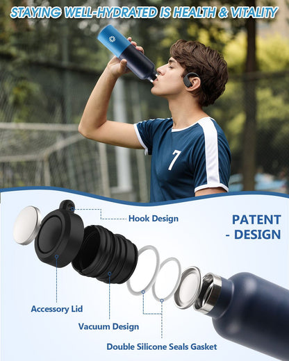 Two-Tone Insulated Sports Bottle with Carabiner