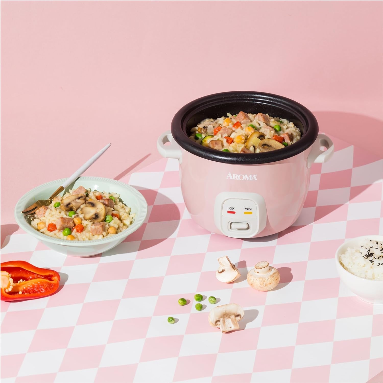 Housewares 4-Cups (Cooked) / 1Qt. Rice & Grain Cooker, Pink