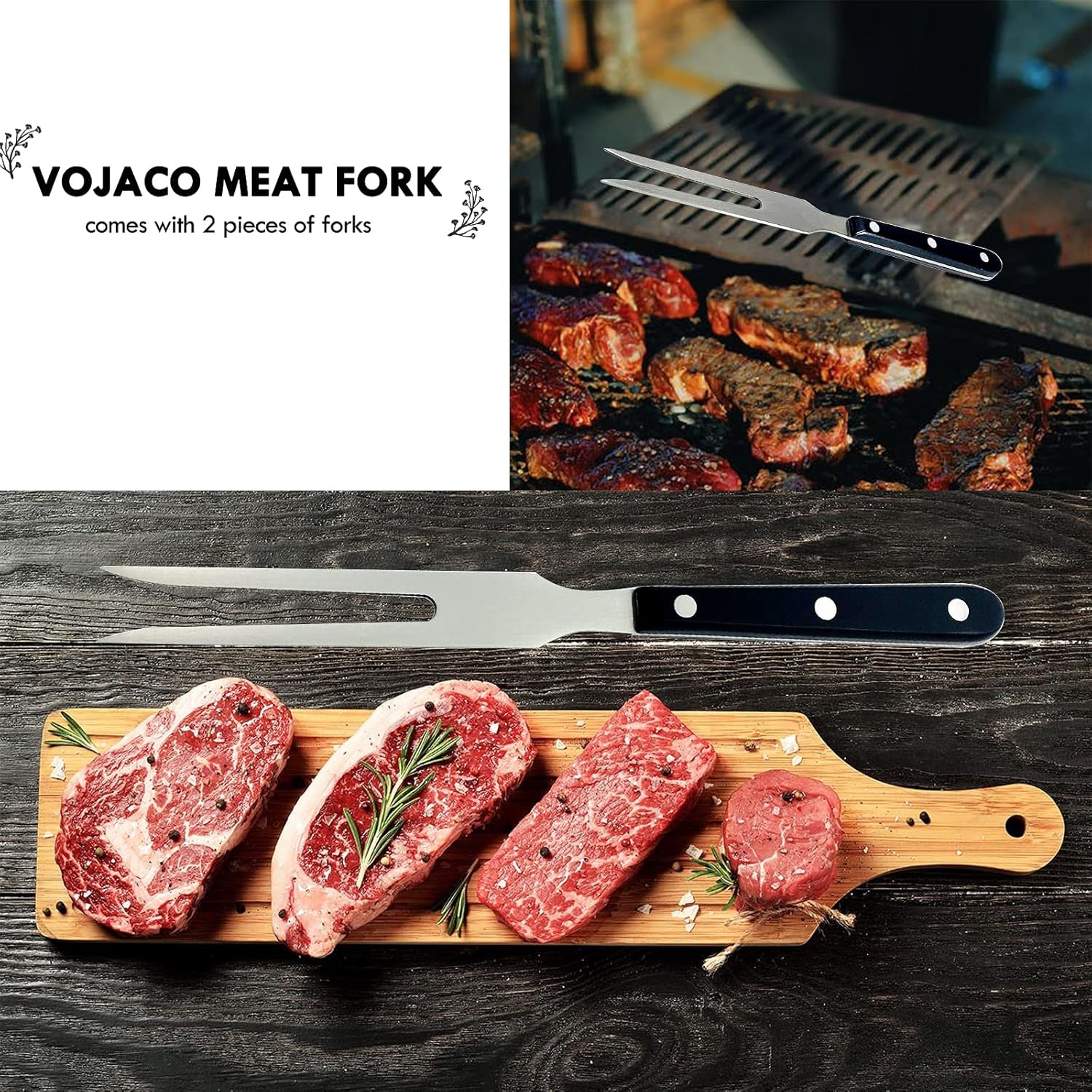 Carving Fork,  Meat Forks, 10 Inch Long Stainless Steel Forks for BBQ, Barbecue, Serving, Cooking, Grilling, Roasting (2, 10 Inch)