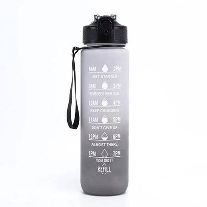 32 Oz Leakproof Water Gym Bottles with Times to Drink and Straw