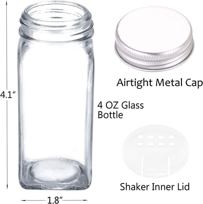 3-Tier Spice Rack Organizer with 24 Glass Jars & 396 Labels