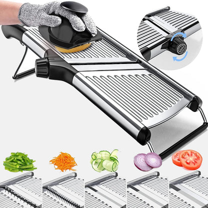 Mandoline Food Slicer, Adjustable Stainless Steel Vegetable Slicer with Hand Guard