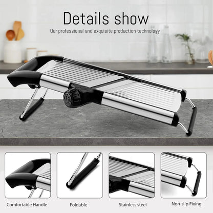 Mandoline Food Slicer, Adjustable Stainless Steel Vegetable Slicer with Hand Guard
