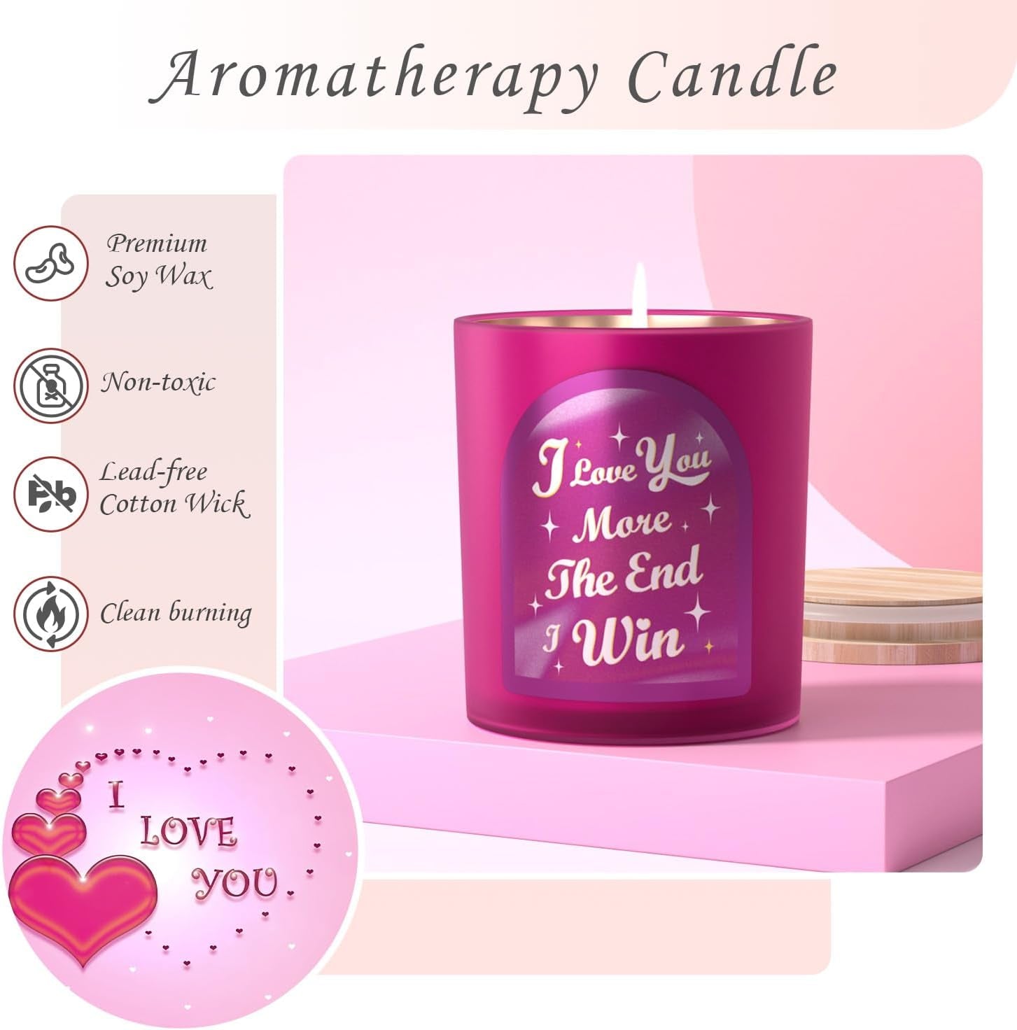 Scented Candles Gift for Women, Unique Birthday Gifts for Her, 100% Natural Soy Candle, Aromatherapy Candle for Girlfriend, Wife, Rose & Sandalwood Scented Candle, 10 Oz