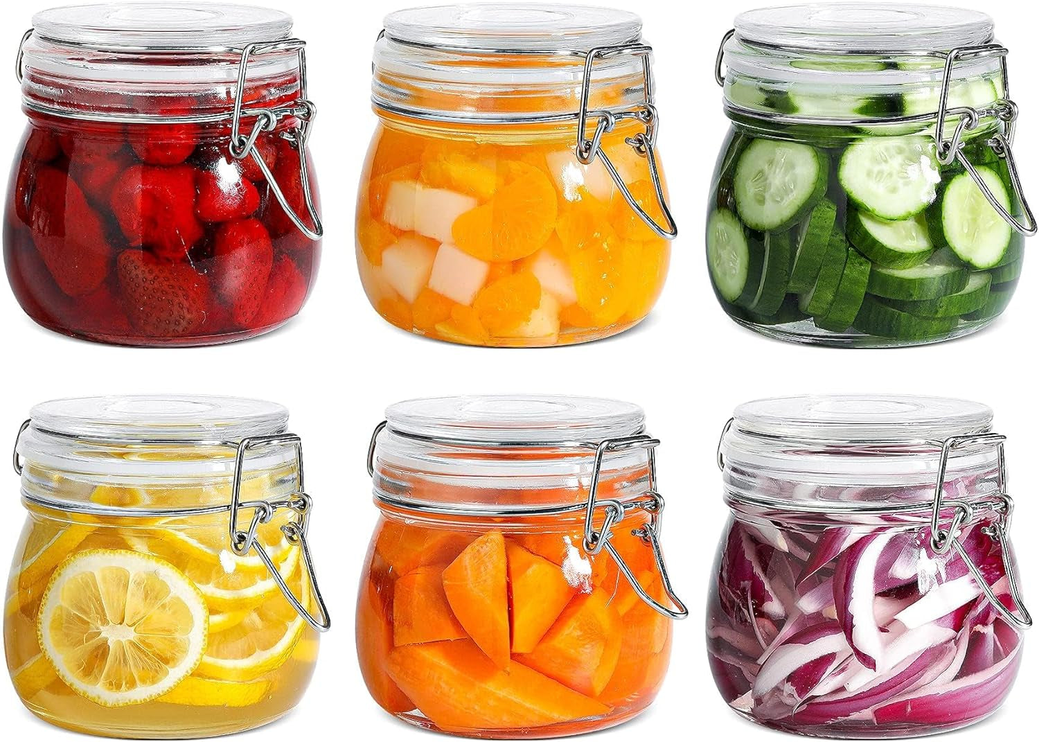 6-Pack 17oz Airtight Glass Jars