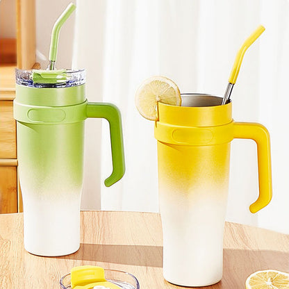 Elegant Glass Water Bottle with Straw and Easy-Grip Handle