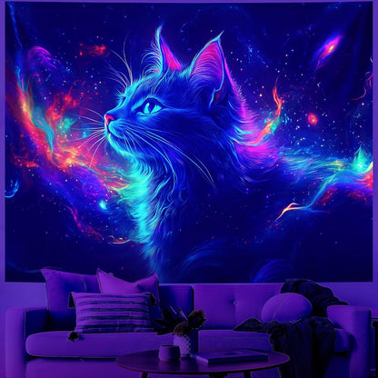 UV Reactive Cat Tapestry – Glow in the Dark Blacklight
