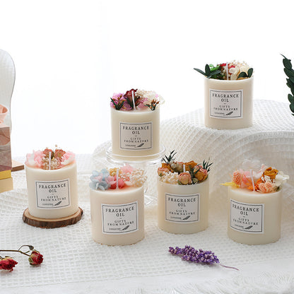 Artisan Scented Candle with Dried Flowers & Fragrance Oil