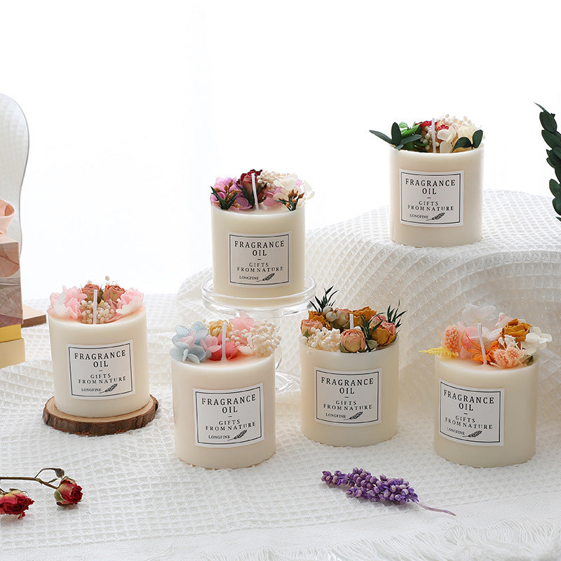 Artisan Scented Candle with Dried Flowers & Fragrance Oil